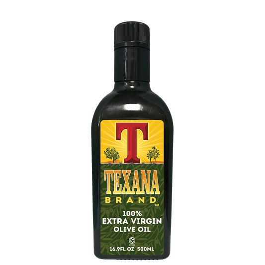 Texana Brand 100% Extra Virgin Olive Oil, Cold Pressed, Unfiltered, Non-GMO, 500ml (16.9fl oz)