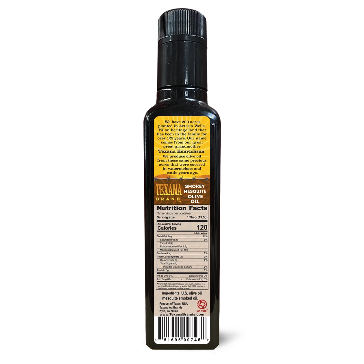 Texana Brand Smokey Mesquite Infused Olive Oil, 250ml (8.5fl oz)