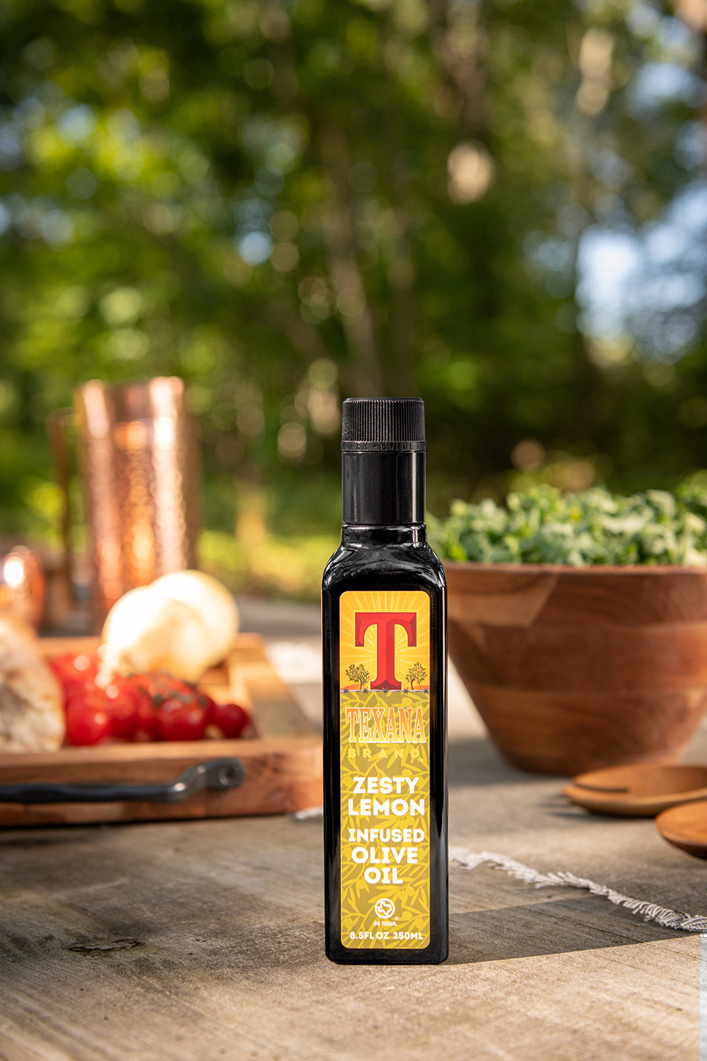 250ml eco friendly non gmo vegan gluten free Texana Brands Infused Oil Zesty Lemon Olive Oil