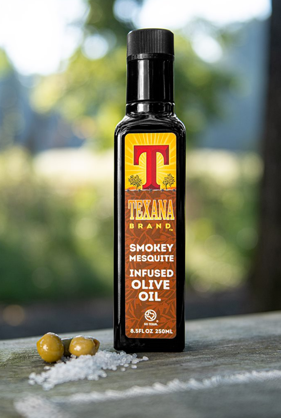250ml eco friendly non gmo vegan gluten free Texana Brands Infused Oil Smokey Mesquite Olive Oil