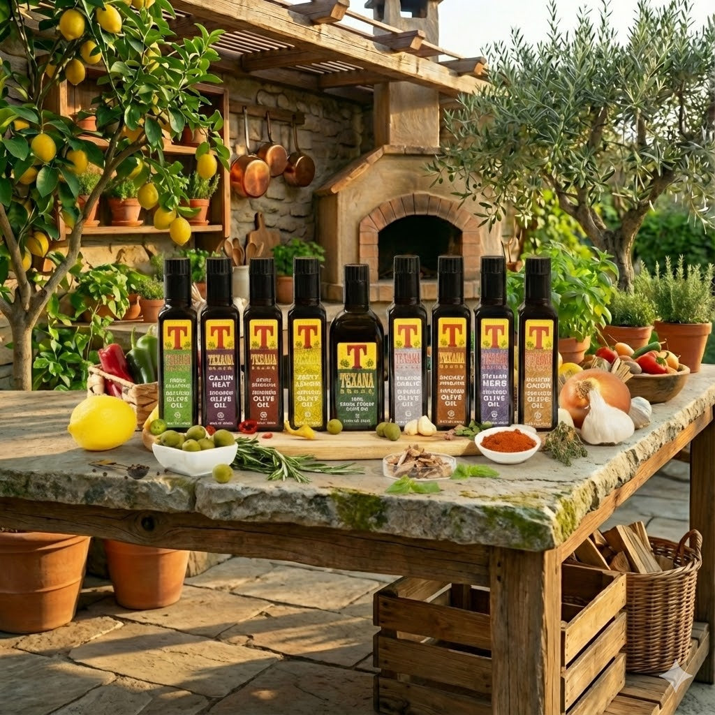 full line of texana brands olive oils