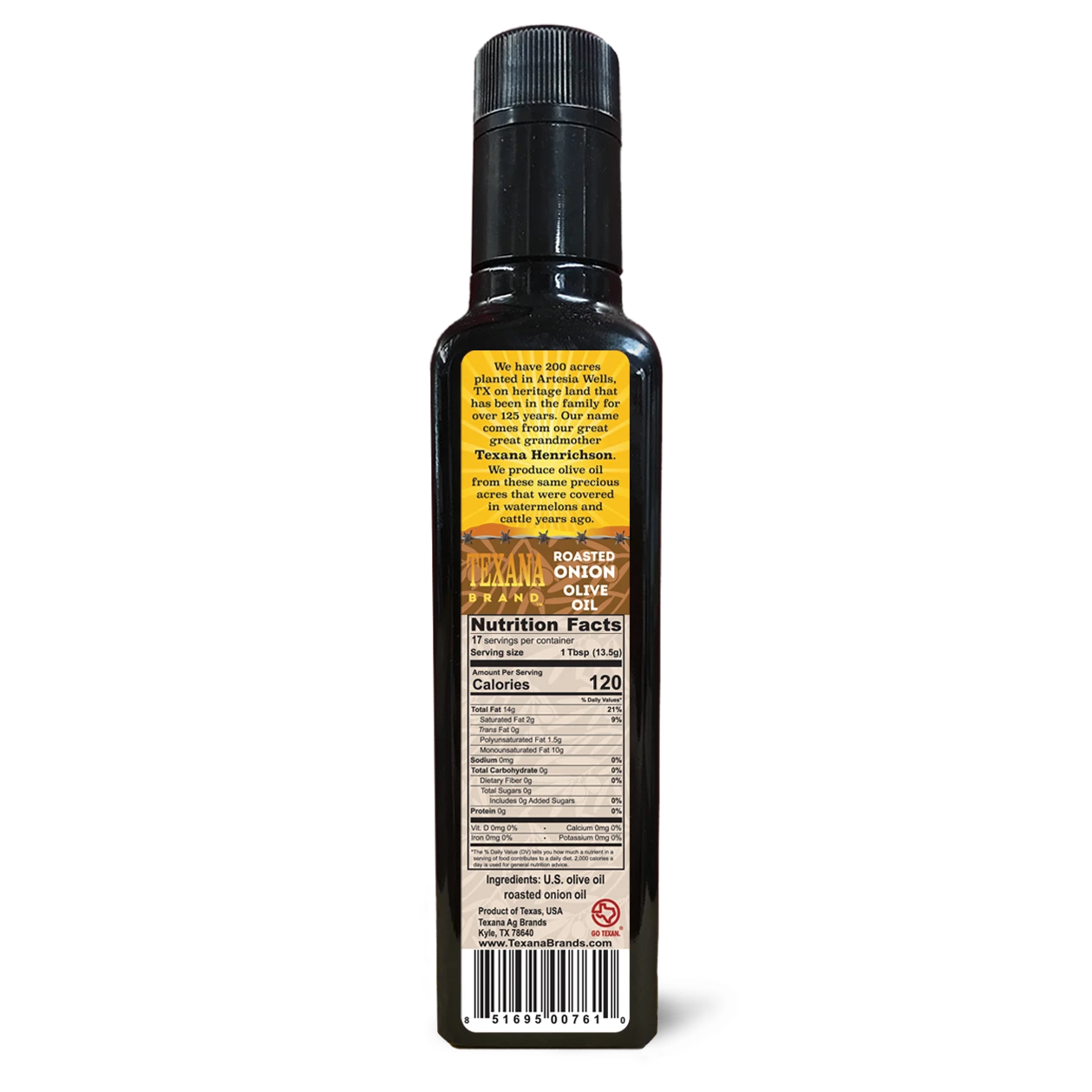 Texana Brand Roasted Onion Infused Olive Oil, 250ml (8.5fl oz)