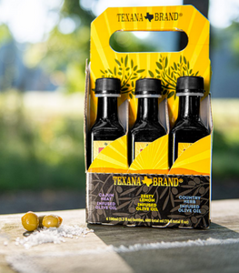 Texana Brands Olive Oil Gift Set 6 pack sample set infused oils gluten free non gmo vegan eco friendly oils