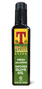250ml eco friendly non gmo vegan gluten free Texana Brands Infused Oil Fresh Jalapeno Olive Oil